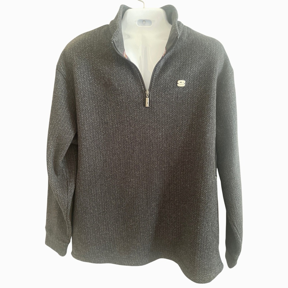 Bob Timberlake Pullover Mens XL Gray Herringbone Quarter Zip Outdoor Sweater NWT